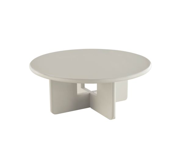 Table basse ronde 80 cm beige "Nalya" à piètement sculptural