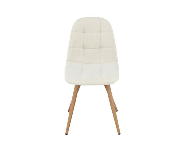 Lot de 4 chaises pivotantes esprit scandinave "Noma" en tissu écru, pieds décor chêne
