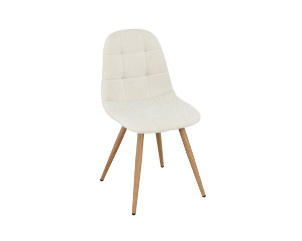 Lot de 4 chaises pivotantes esprit scandinave "Noma" en tissu écru, pieds décor chêne