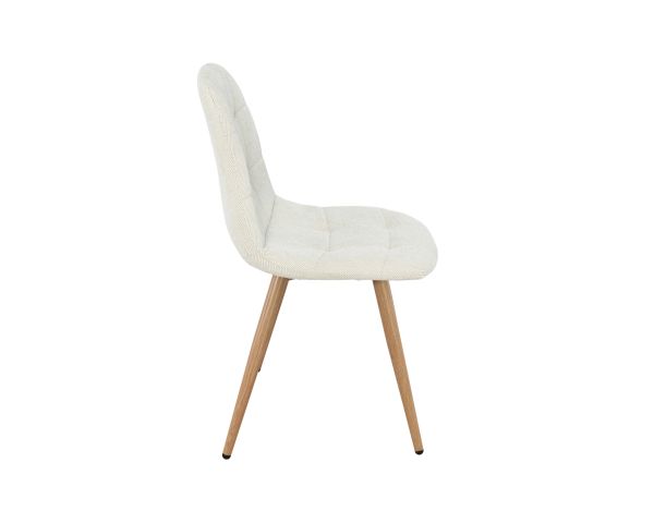 Lot de 4 chaises pivotantes esprit scandinave "Noma" en tissu écru, pieds décor chêne