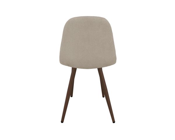 Lot de 4 chaises pivotantes rétro-contemporaines "Noma" en tissu grège chiné, pieds décor noyer