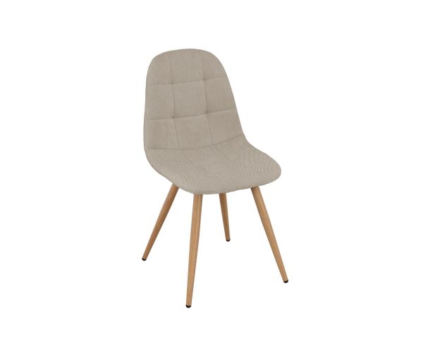 Lot de 4 chaises pivotantes esprit soft seating "Noma" en tissu grège chiné, pieds décor chêne