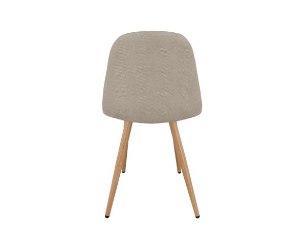 Lot de 4 chaises pivotantes esprit soft seating "Noma" en tissu grège chiné, pieds décor chêne