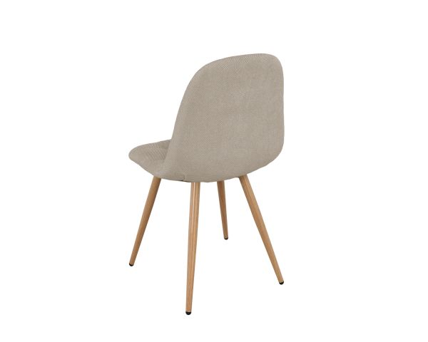Lot de 4 chaises pivotantes esprit soft seating "Noma" en tissu grège chiné, pieds décor chêne