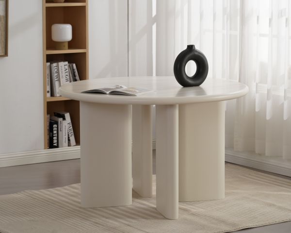 Table de repas contemporaine ronde 120 cm coloris crème "Odyna"