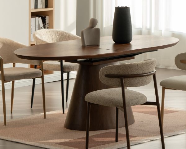 Table de repas extensible 160–200 cm teinte noyer "Oria" forme ovale