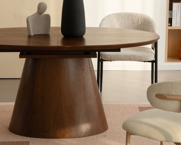 Table de repas extensible 160–200 cm teinte noyer "Oria" forme ovale