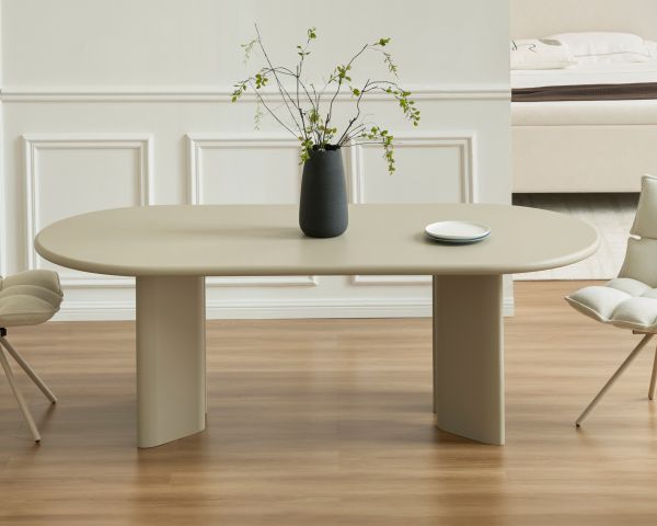 Table de repas ovale 180 cm design moderne et épuré beige "Odyna"