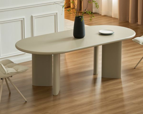 Table de repas ovale 180 cm design moderne et épuré beige "Odyna"