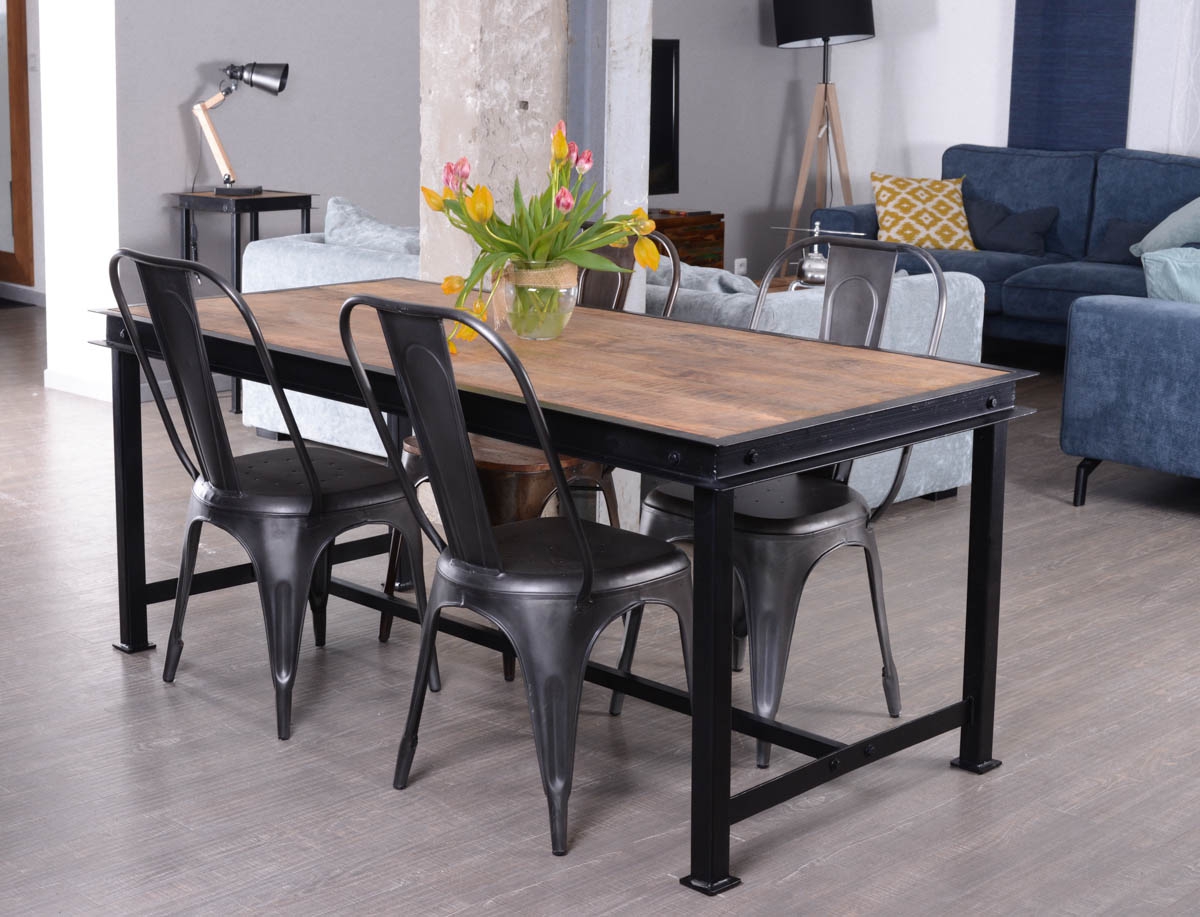 Table de repas métal et bois massif en 180 cm IPN 7413 Table de repas métal et bois massif en 180 cm IPN 7413